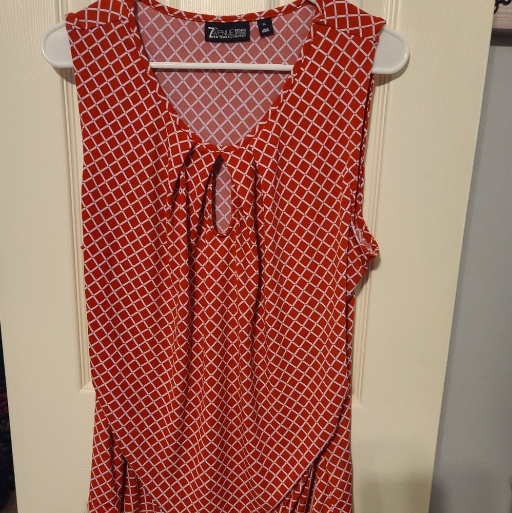 Red and White Sleeveless Top